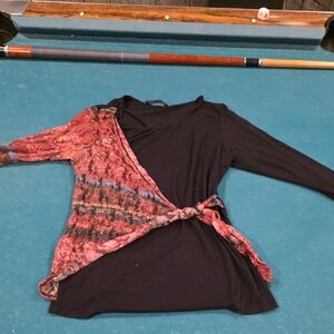 The Pyramid Collection Black and Red Wrap Blouse